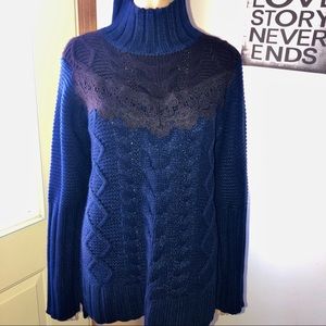 NWT Simply Vera Wang cable knit sweater LACE M